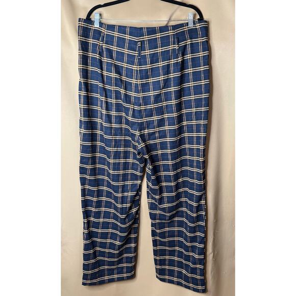 Timeless London Unique Vintage 1960’s Navy Plaid Wide Leg Trousers Pants 1X NWOT - Picture 4 of 8